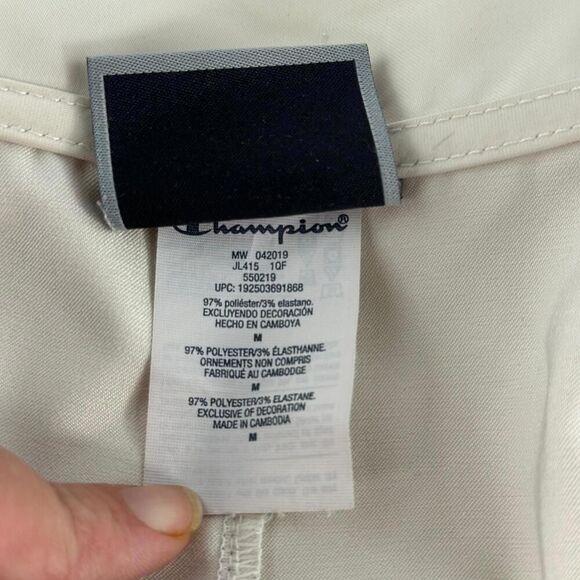 Champion Satin Off White Womens Full Zip Size M Lurex Bomber Track Retro Jacket - Picture 11 of 12